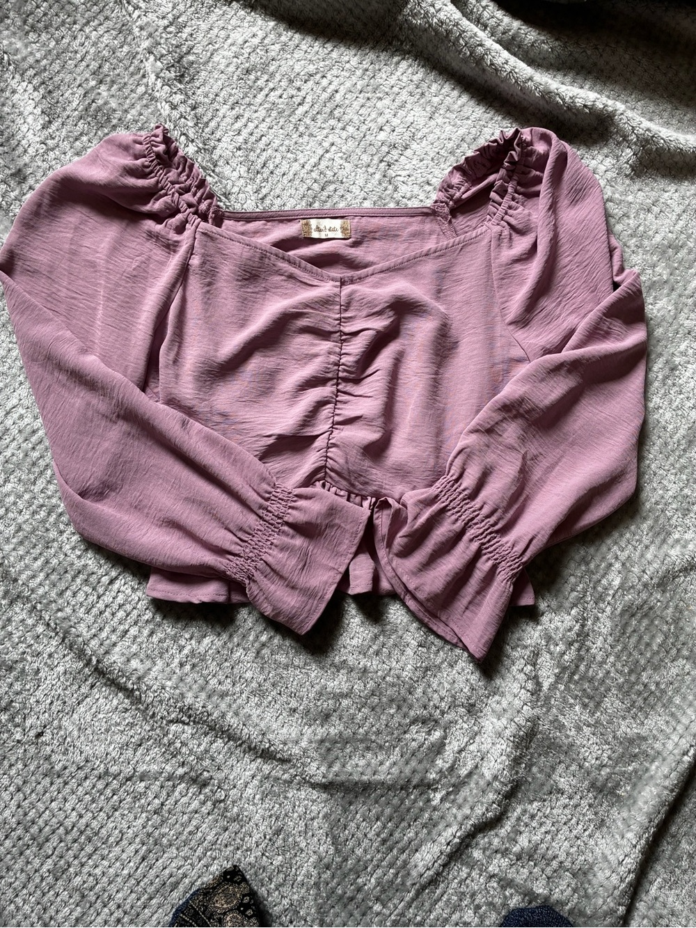 Altar'd State Mauve Square-Neck Peasant Blouse